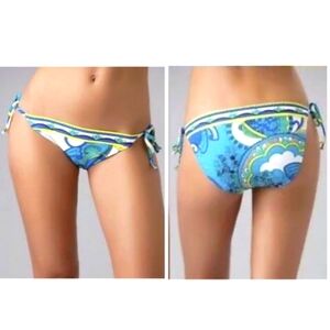 TRINA TURK French Riviera Tie Hipster Bikini Bottoms Blue Womens Size 8 Swim‎
